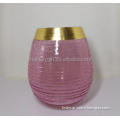 colored crackle glass gold rimmed hurricane candle holder